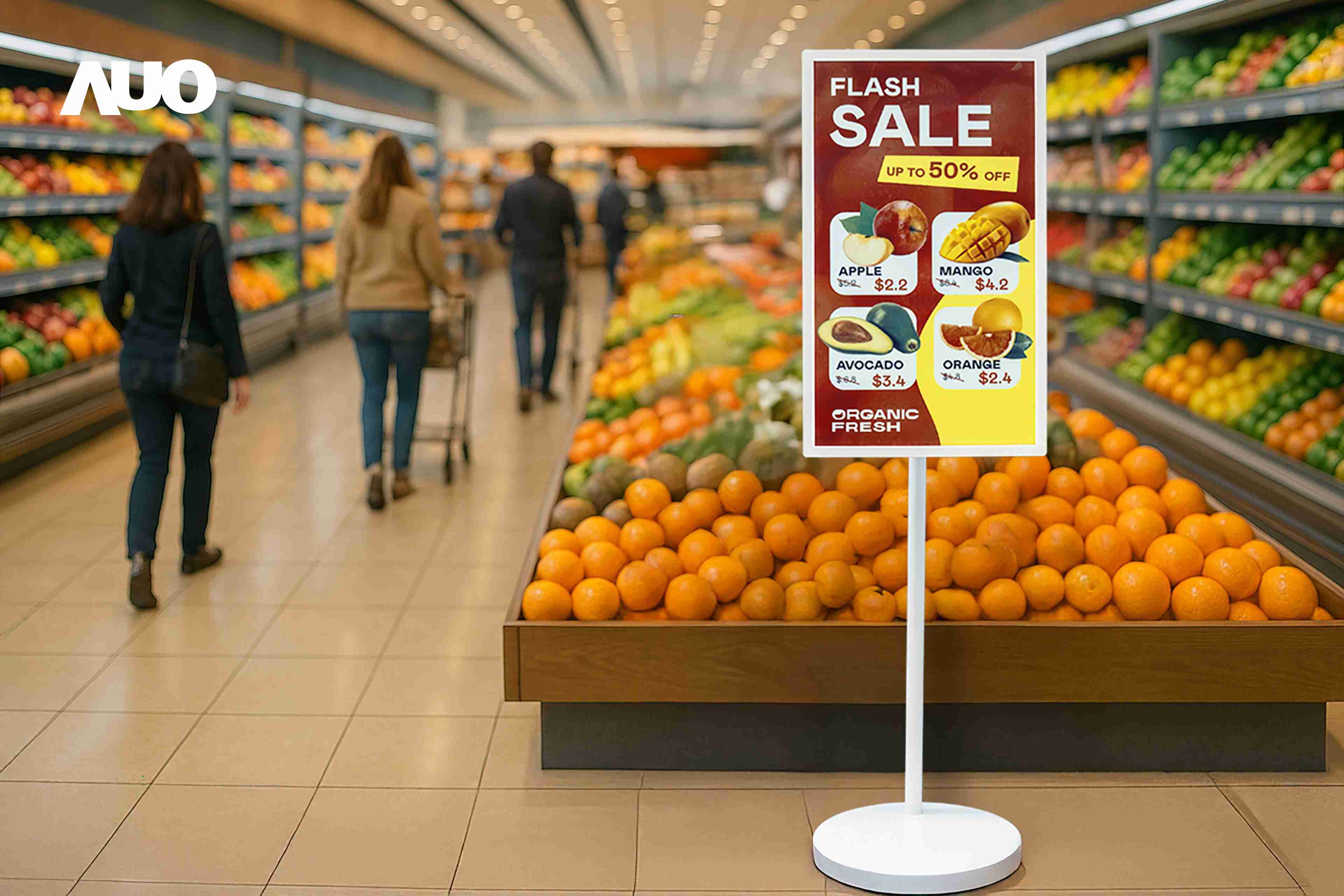 达擎首亮相低功耗、、、、全彩的〝aecoPost电子纸解决方案〞，，仅在更新画面时需要微量的电力驱动，，，，无需布建电线的便捷设计，，使其可灵活应用、、、、随意置放，，，，并可透过云端或行动装置app，，，轻松管理及排程广告内容，，，晋升店头营销利器。。。。